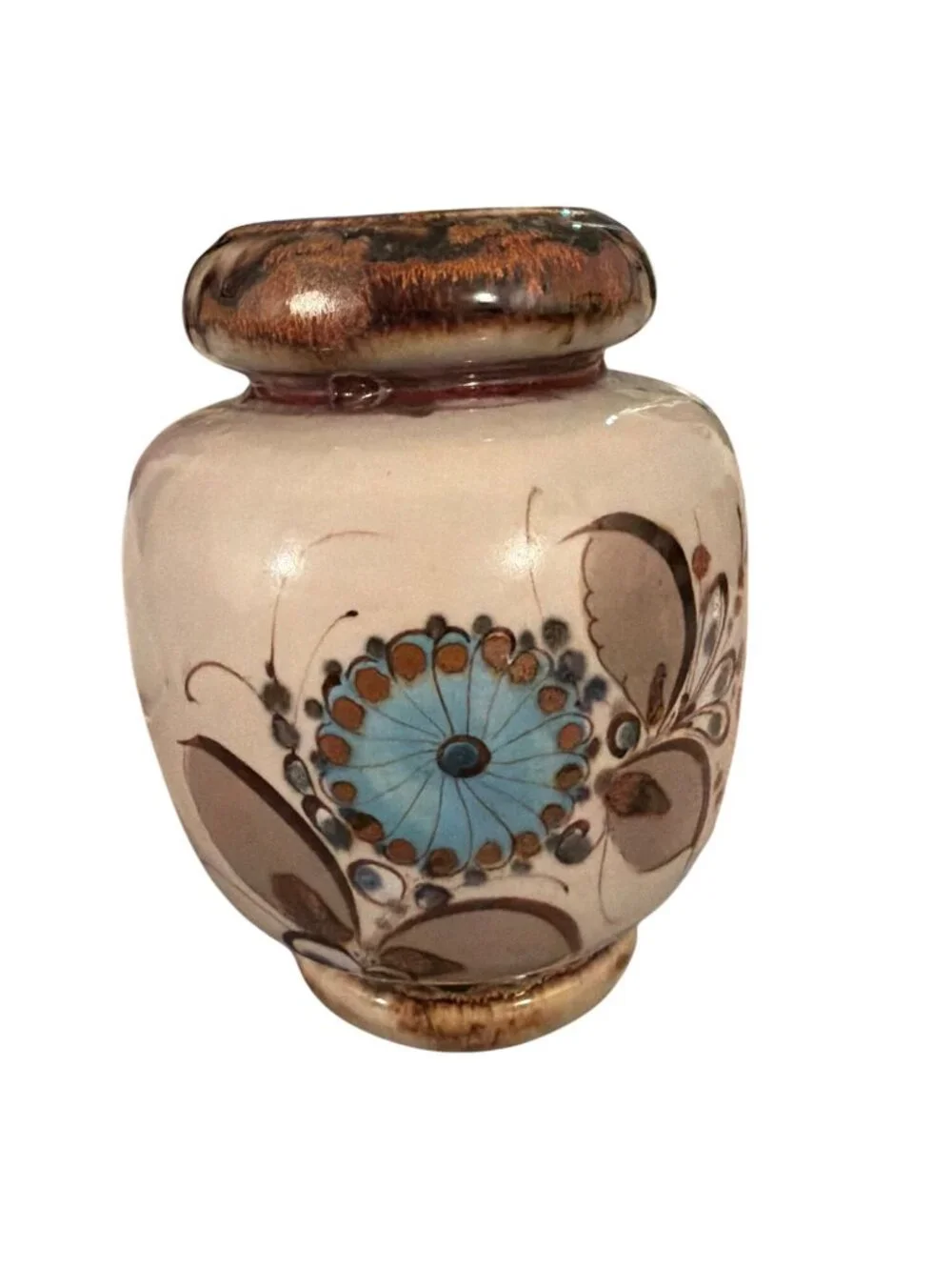 Ken Edwards Tonala Pottery Ceramic Handmade Mexican folk Art Vase Vintage
